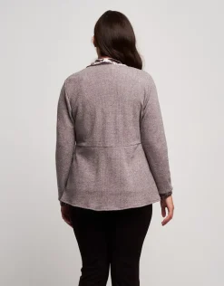 Cardigan in maglia con inserti in velluto