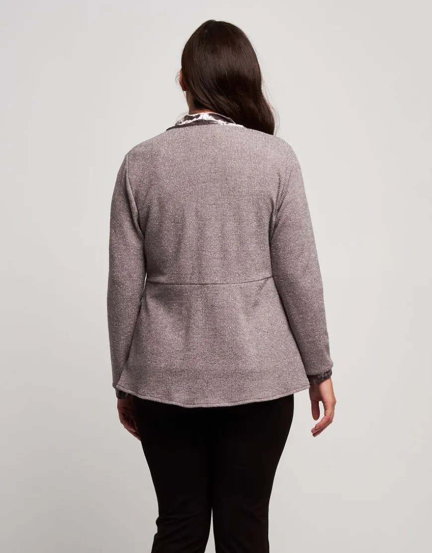 Cardigan in maglia con inserti in velluto
