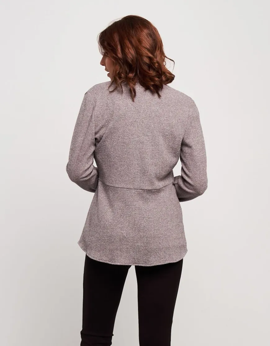 Cardigan in maglia con inserti in velluto