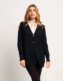 Cardigan in maglia lurex con volant e bottoni