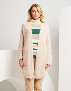 Cardigan lungo in filato con tasche