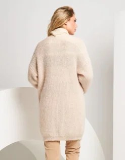 Cardigan lungo in filato con tasche