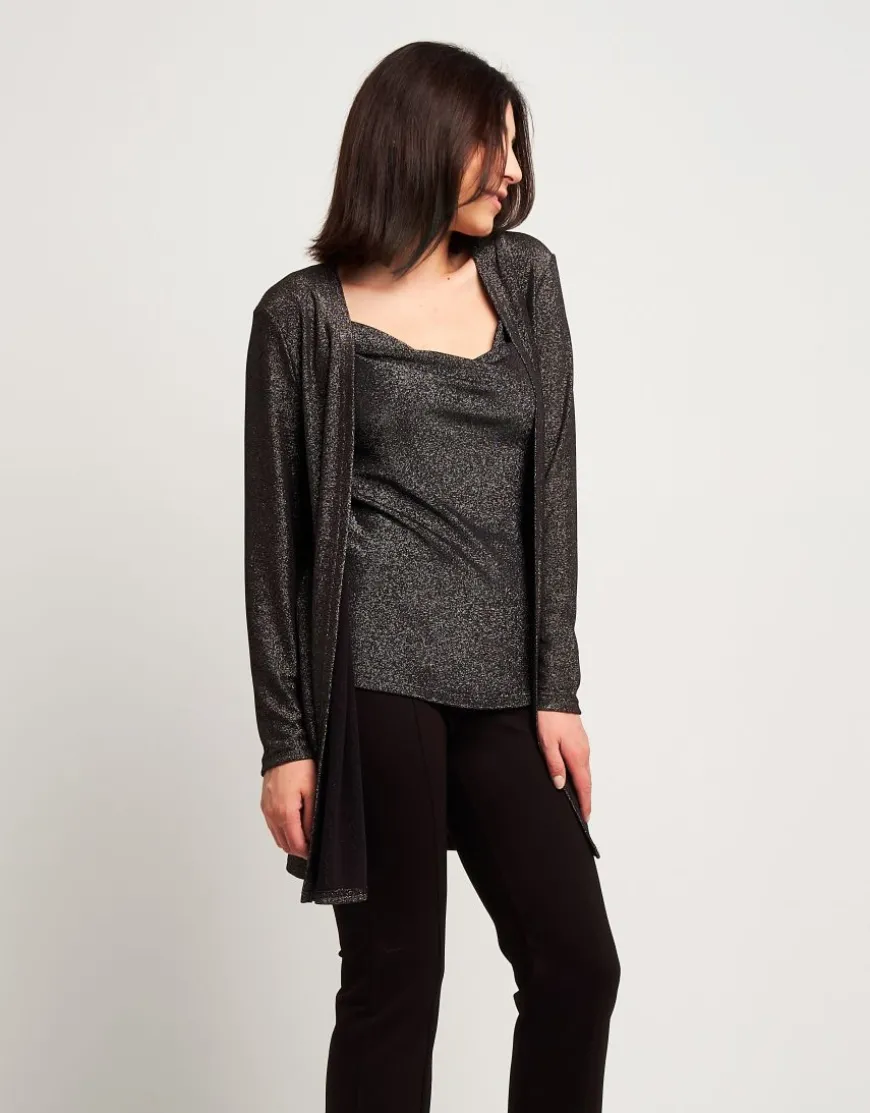 Cardigan lungo in jersey argento