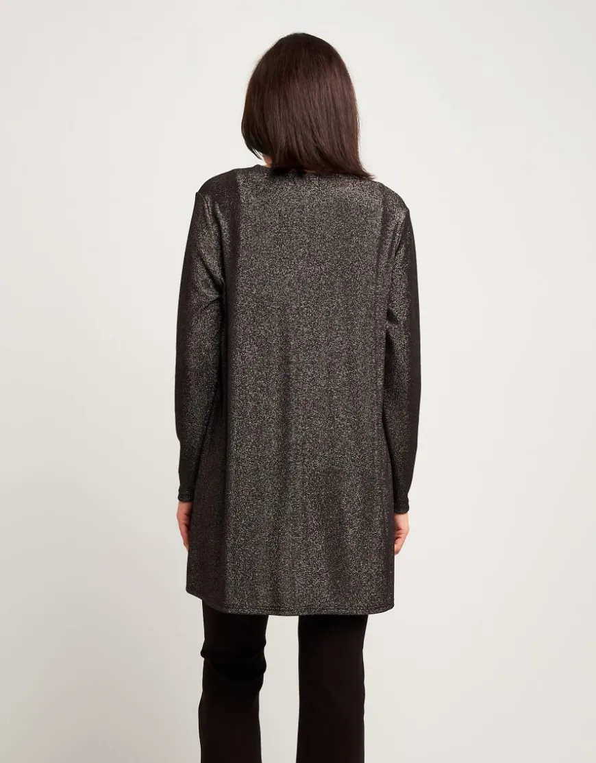 Cardigan lungo in jersey argento