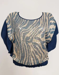 Casacca a ponchetto con elastico e paillettes