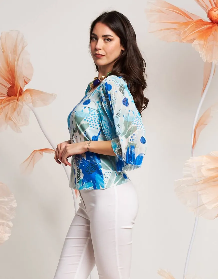 Casacca con maniche plissé e paillettes