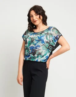 Casacca con paillettes floreale