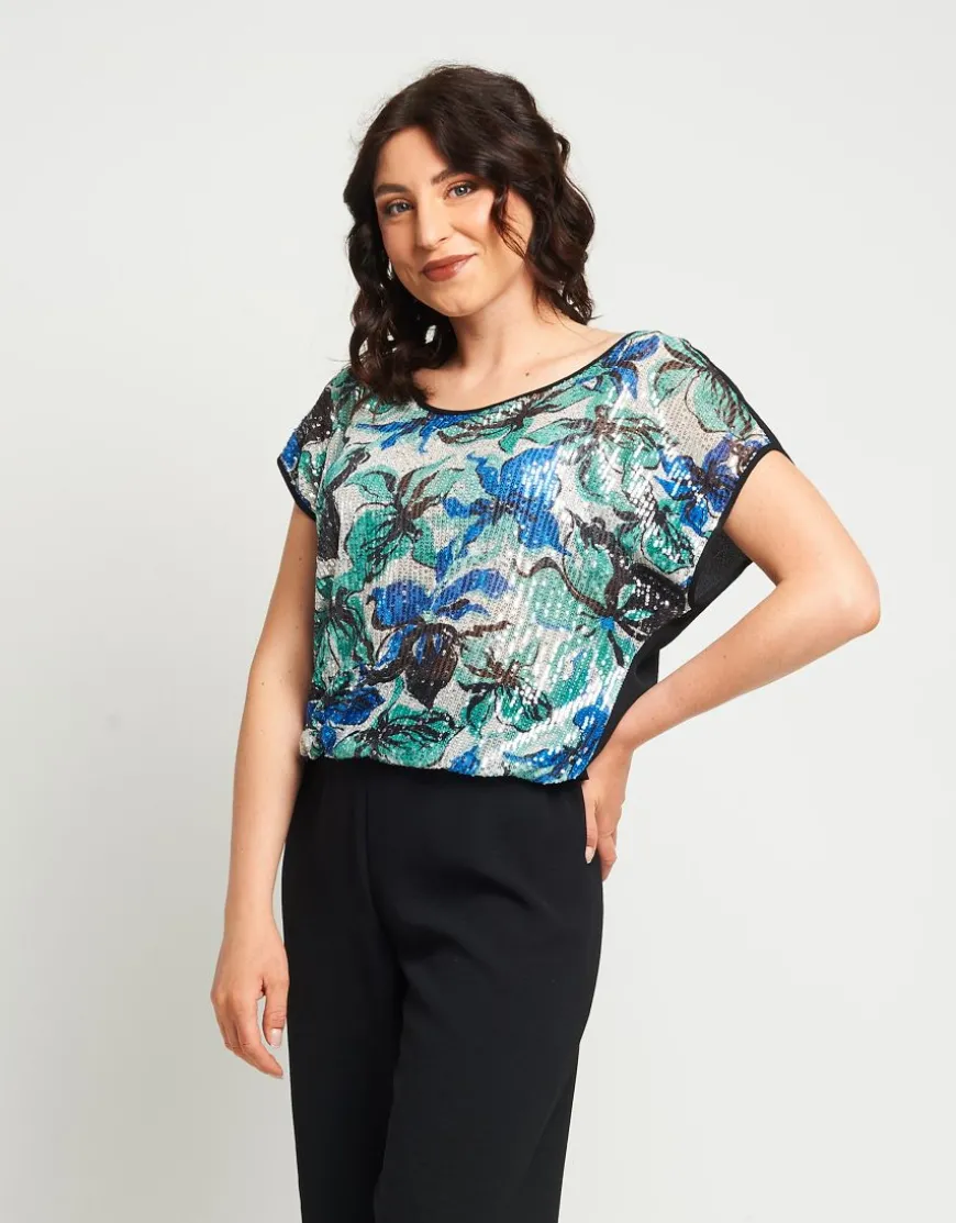 Casacca con paillettes floreale