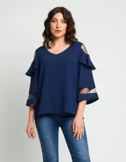 Casacca con volant e dettagli in tulle