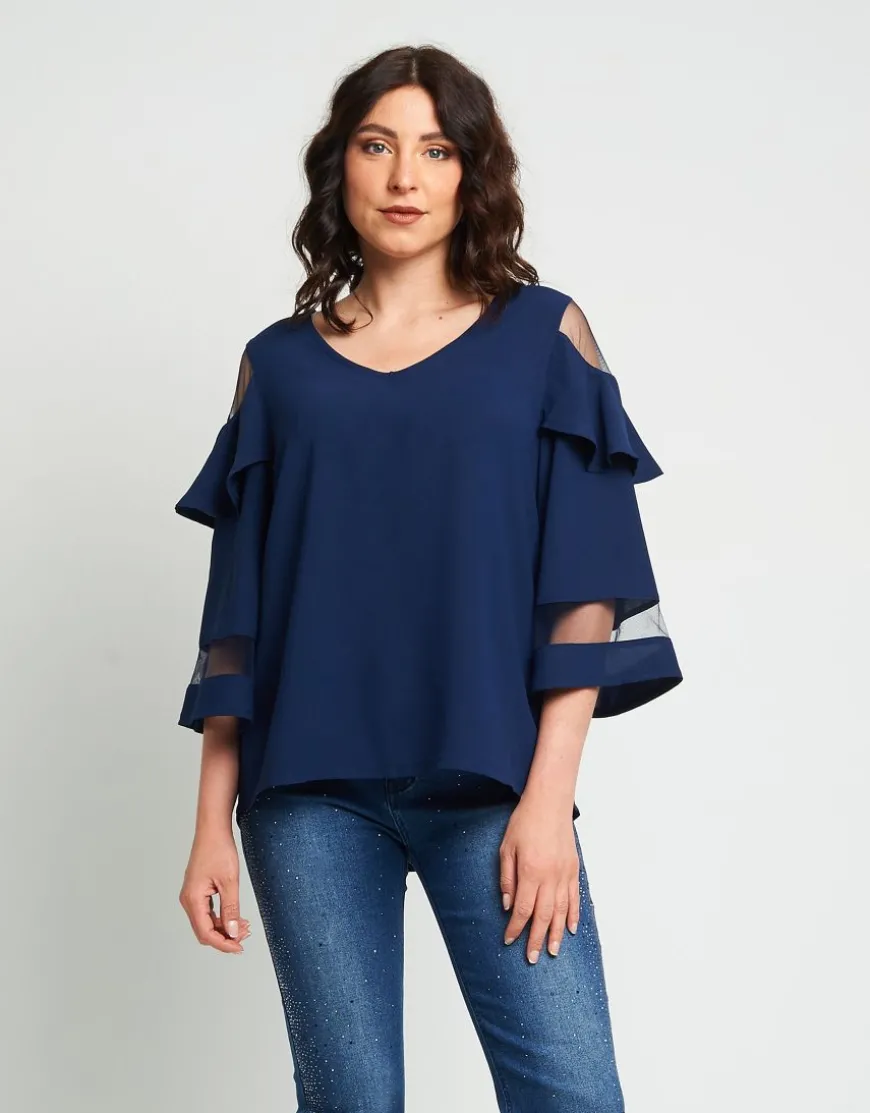 Casacca con volant e dettagli in tulle