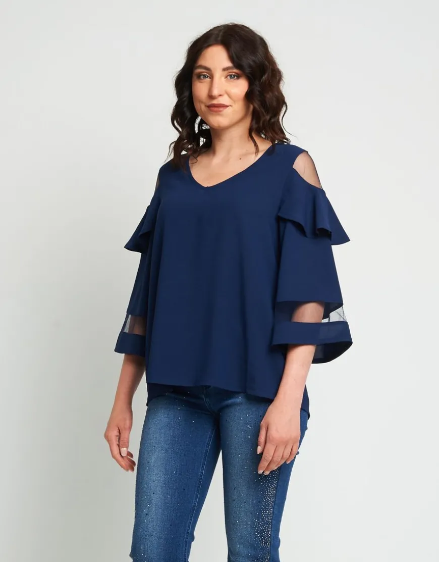 Casacca con volant e dettagli in tulle