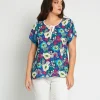 Casacca fantasia con maniche a kimono e fiocco