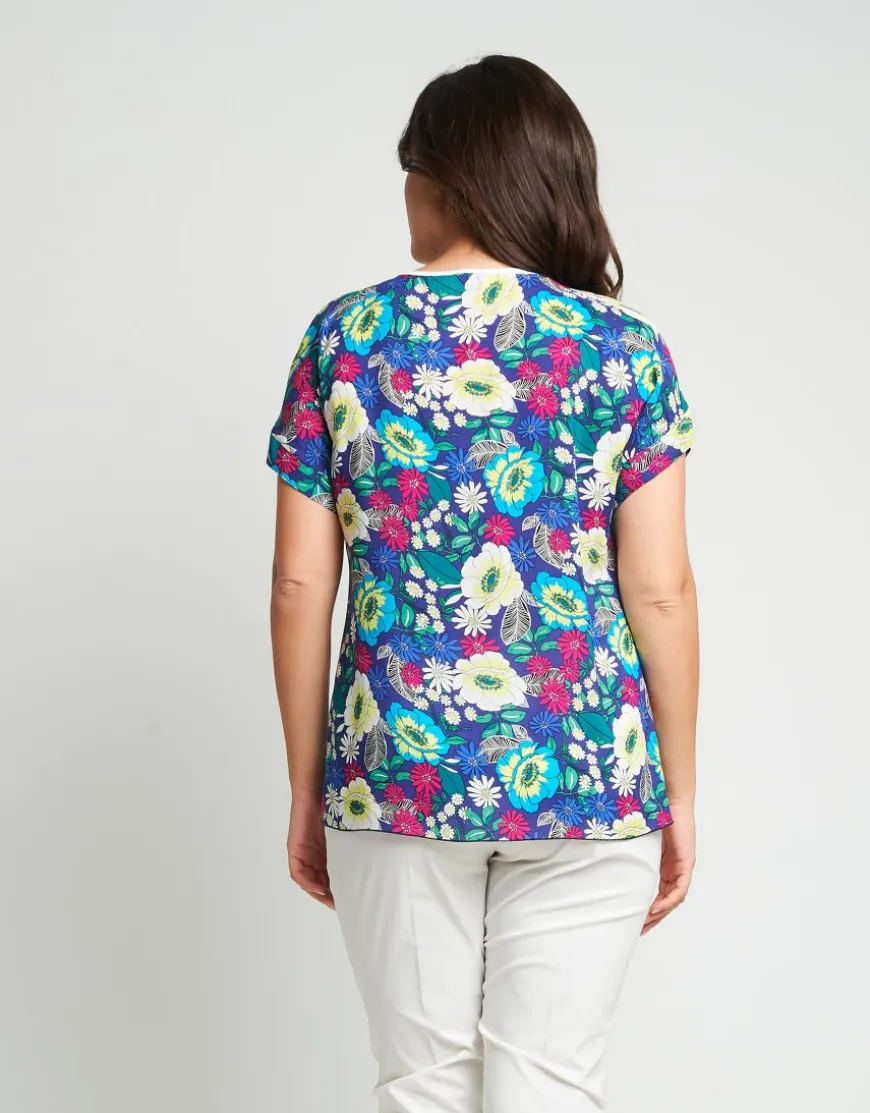 Casacca fantasia con maniche a kimono e fiocco