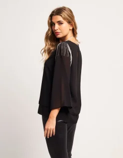 Casacca in chiffon con frange