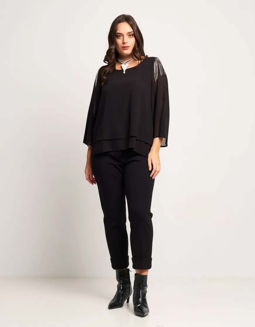 Casacca in chiffon con frange