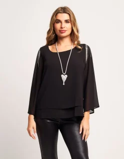 Casacca in chiffon con frange