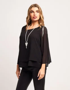 Casacca in chiffon con frange