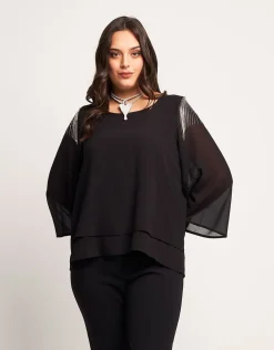 Casacca in chiffon con frange