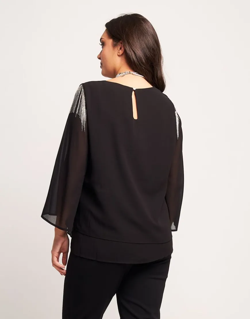Casacca in chiffon con frange