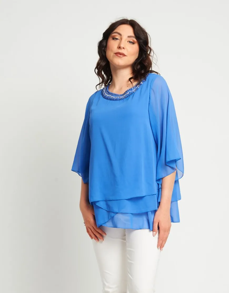 Casacca in chiffon con pietre