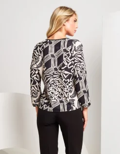 Casacca in crêpe fantasia geometrica