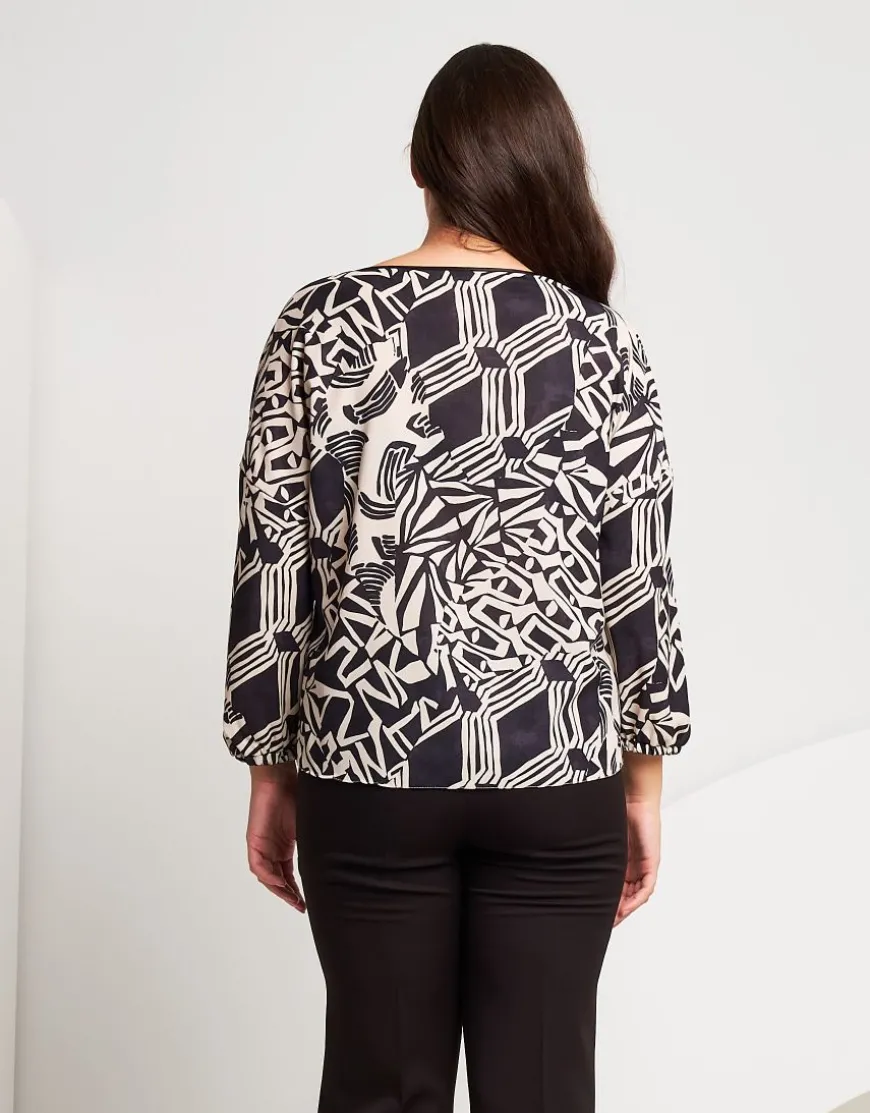 Casacca in crêpe fantasia geometrica