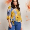 Casacca in fantasia gialla con fiocco