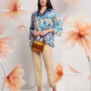 Casacca in georgette con scollo a V e volant