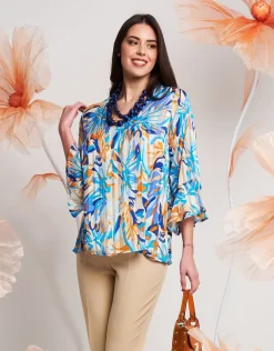 Casacca in georgette con scollo a V e volant