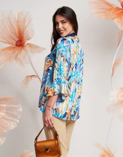 Casacca in georgette con scollo a V e volant
