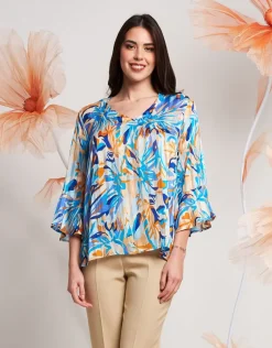 Casacca in georgette con scollo a V e volant