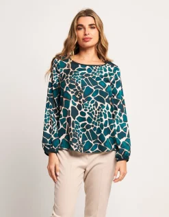 Casacca in raso animalier foresta