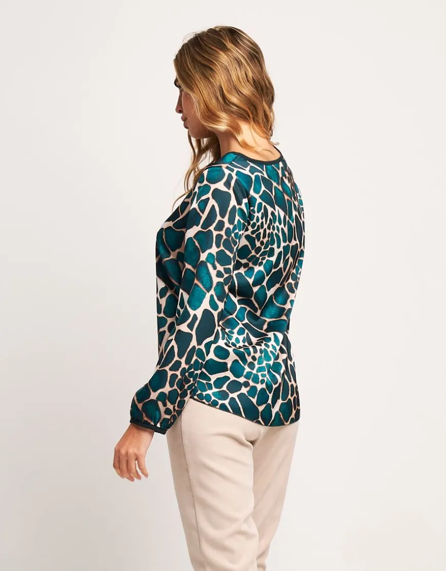 Casacca in raso animalier foresta