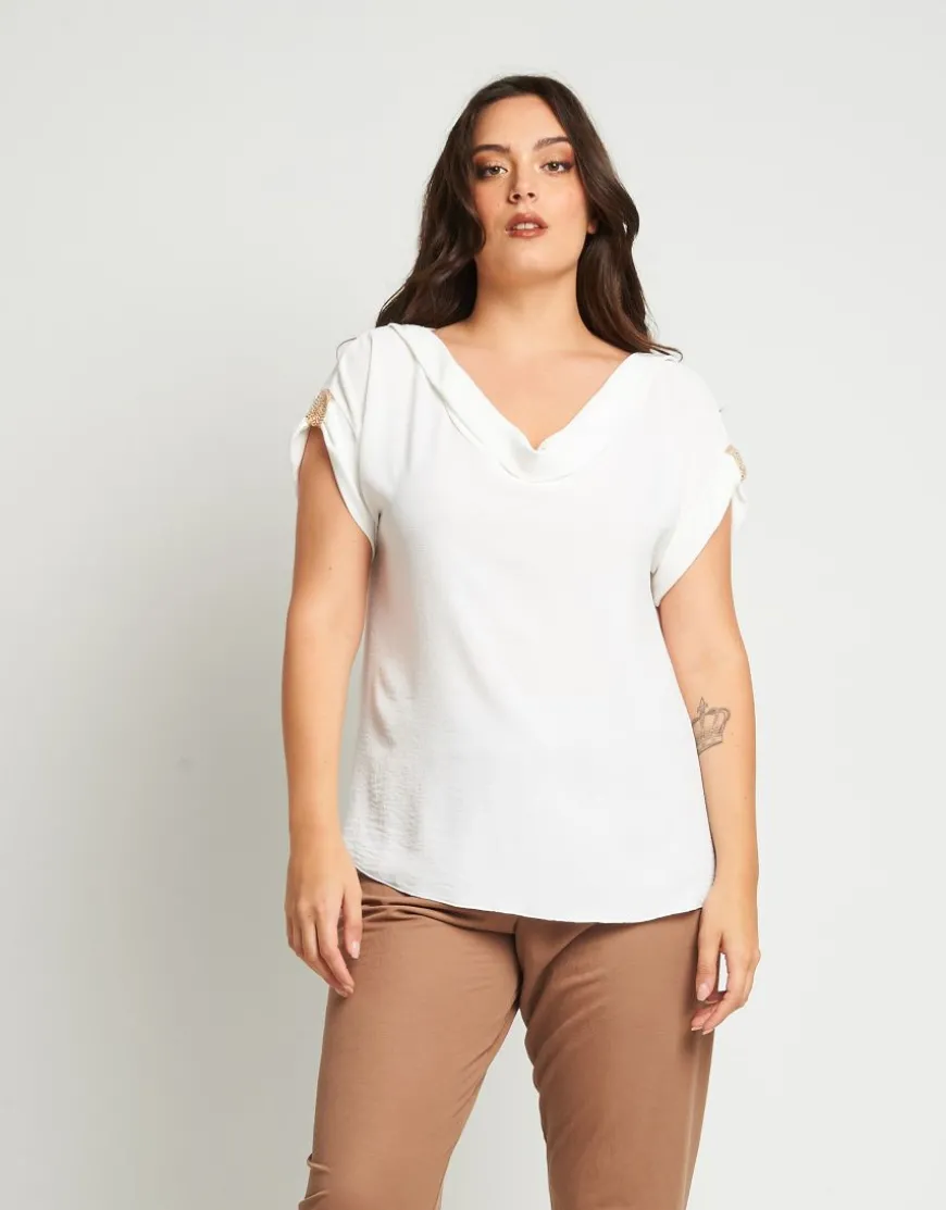 Casacca in viscosa con scollo e passanti