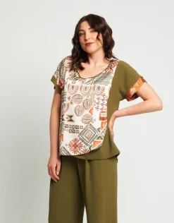 Casacca in viscosa e raso con maniche a kimono