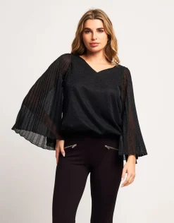Casacca lurex con maniche plissé