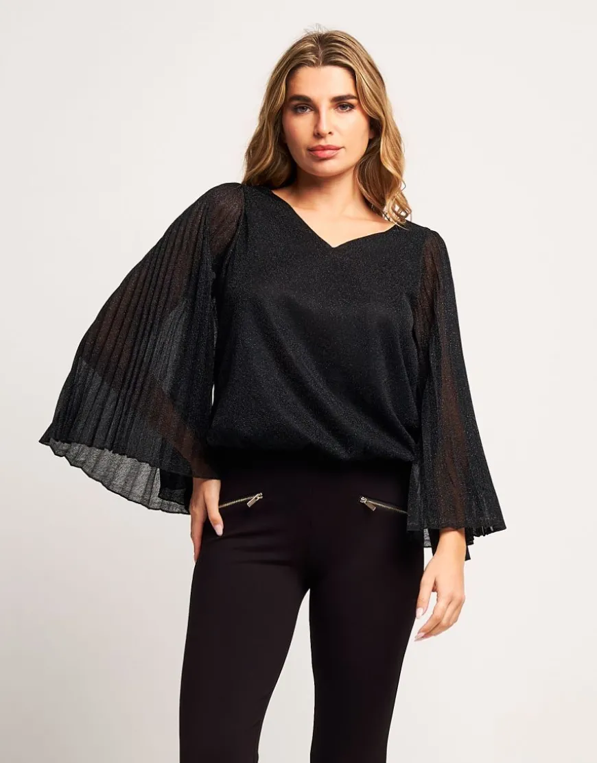 Casacca lurex con maniche plissé