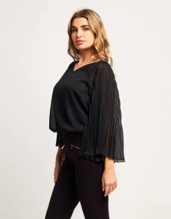 Casacca lurex con maniche plissé