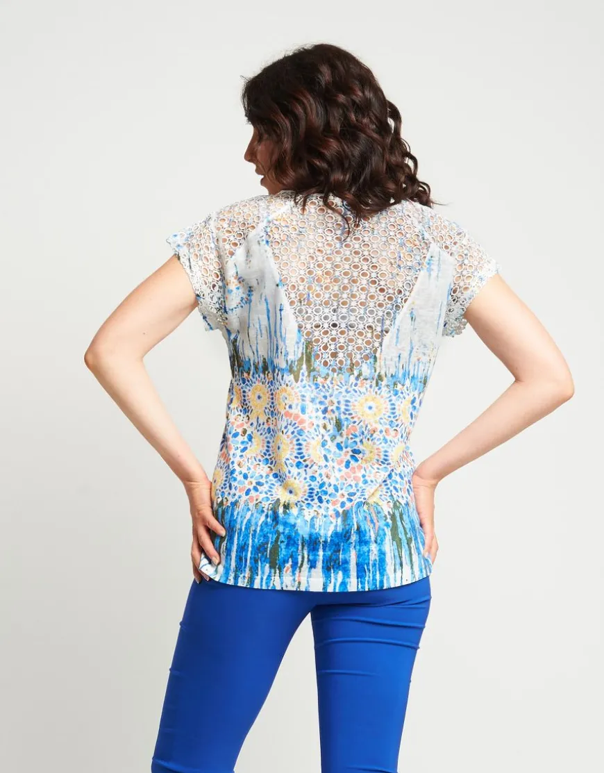 Casacca stampata con inserti in pizzo