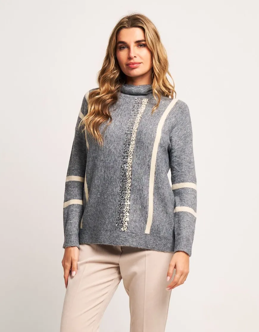 Dolcevita con righe e paillettes