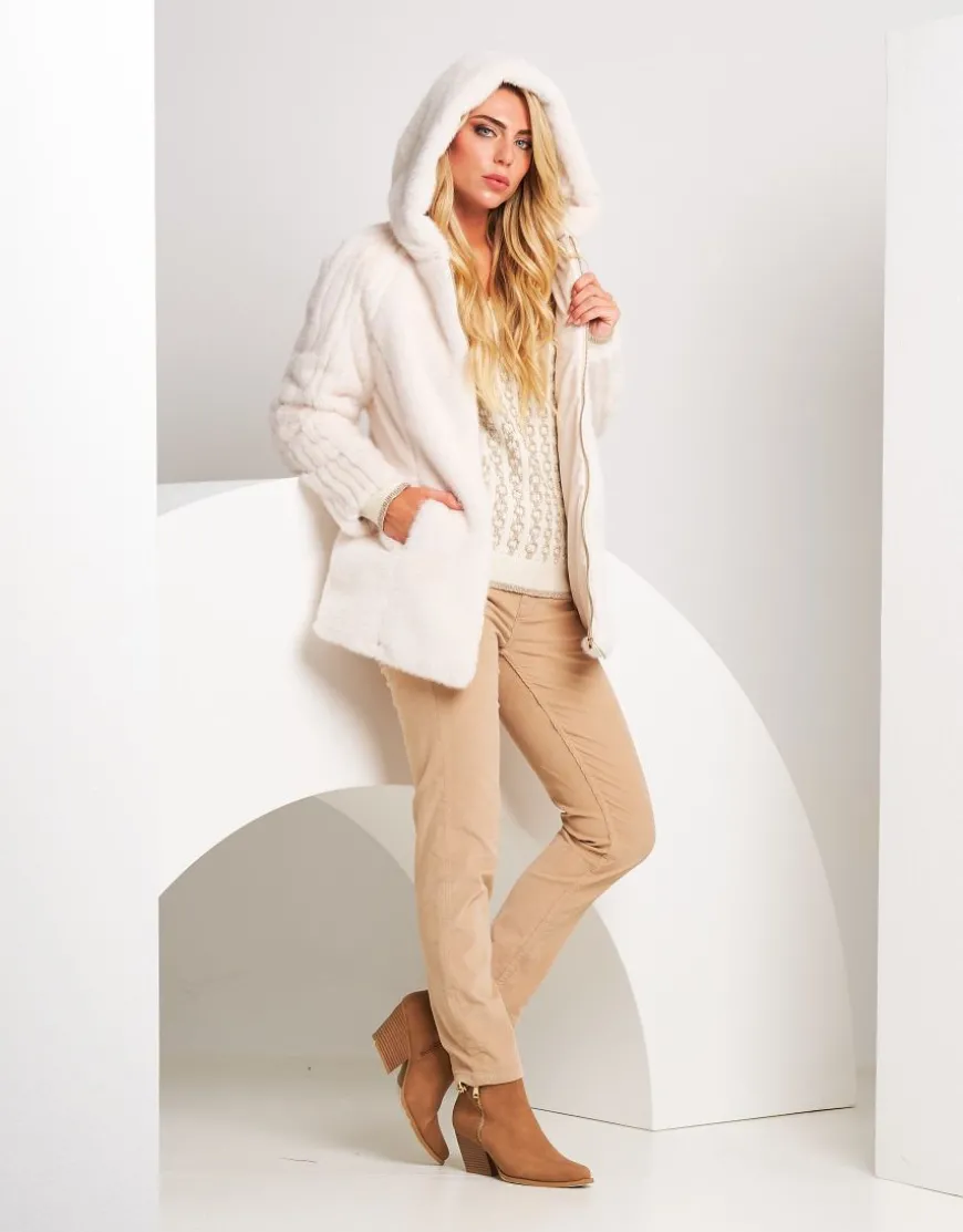 Ecopelliccia con cappuccio e zip