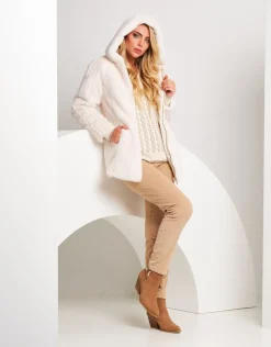 Ecopelliccia con cappuccio e zip