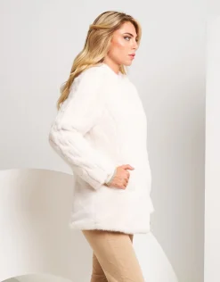 Ecopelliccia con cappuccio e zip