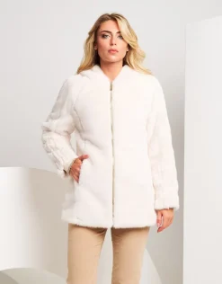 Ecopelliccia con cappuccio e zip