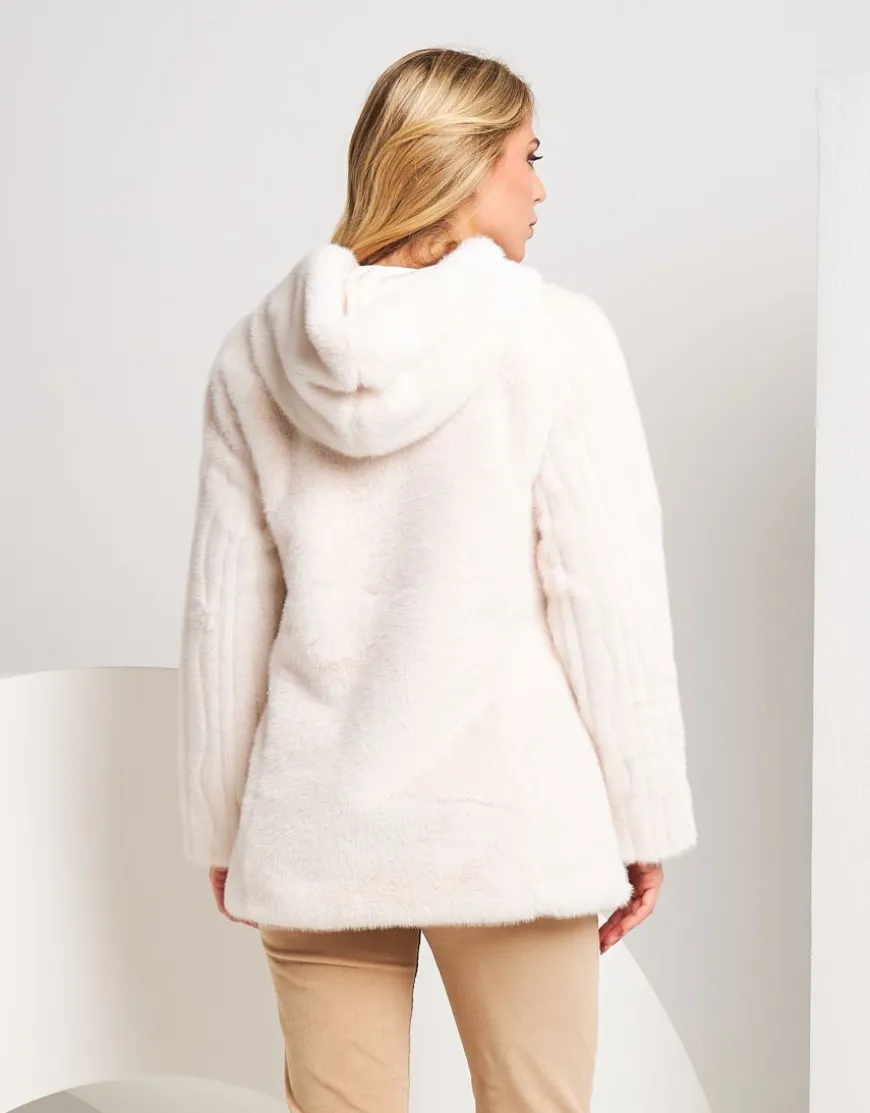Ecopelliccia con cappuccio e zip