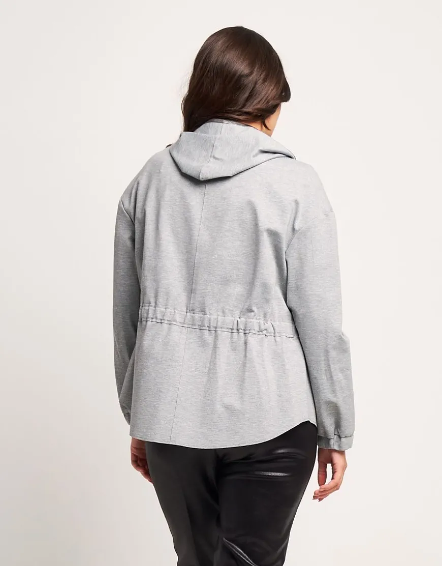 Felpa in punto Milano con zip e cappuccio