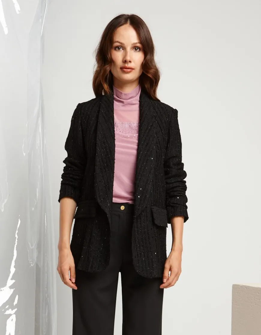 Giacca bouclé con paillettes