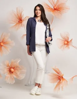 Giacca camicia in denim gessato