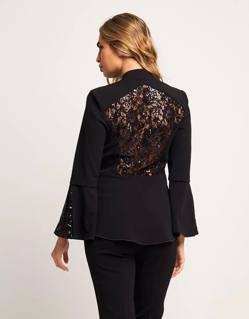 Giacca con inserti in pizzo e paillettes