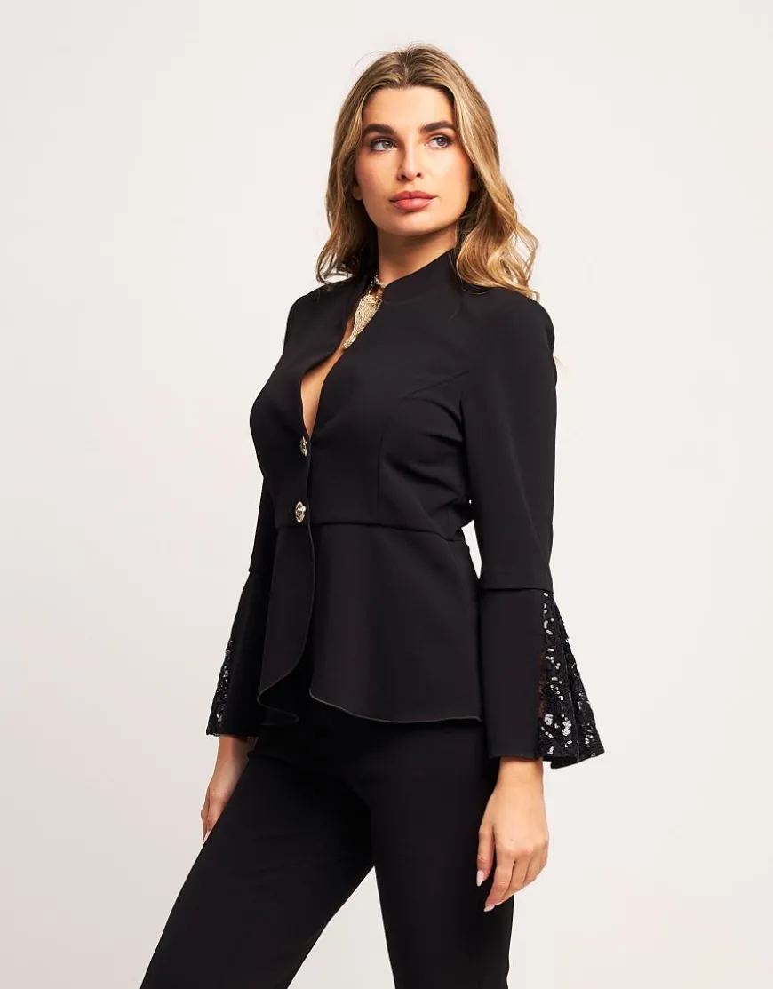 Giacca con inserti in pizzo e paillettes